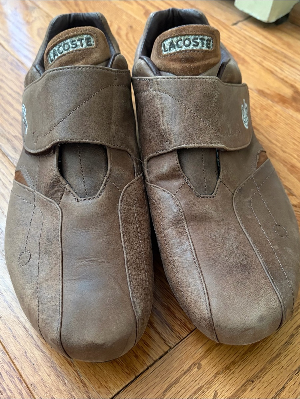 Lacoste Brown Leather Velcro Strap Sneakers Men's Size 11 Casual Comfort Shoes - Picture 2 of 9